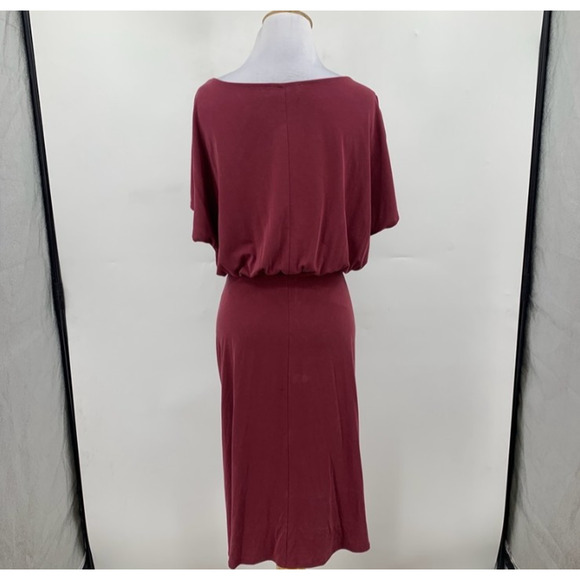 Moulinette Soeurs Dress Womens 2XSP Petite Wine Ruched Boat Neck Bodycon Blouson - Picture 7 of 13